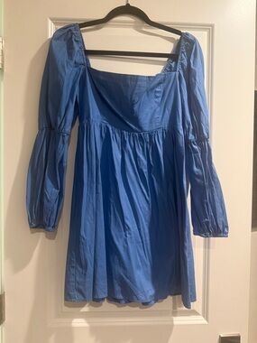 Reformation Blue Puff-Sleeve Mini Dress